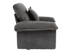 Poltrona giratória em tecido chenille cinza com almofada - Ideal para sala de estar, quarto e escritório.