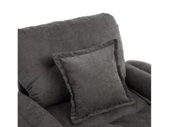 Poltrona giratória em tecido chenille cinza com almofada - Ideal para sala de estar, quarto e escritório.