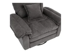 Poltrona giratória em tecido chenille cinza com almofada - Ideal para sala de estar, quarto e escritório.