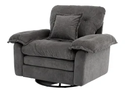 Poltrona giratória em tecido chenille cinza com almofada - Ideal para sala de estar, quarto e escritório.