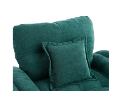 Poltrona giratória em tecido chenille verde com almofada - Ideal para sala de estar, quarto e escritório.