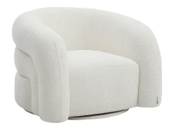Poltrona giratória em tecido bouclé branco LAPIOTA da Maison Céphy