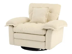Poltrona giratória em tecido chenille bege com almofada - Ideal para sala de estar, quarto e escritório.