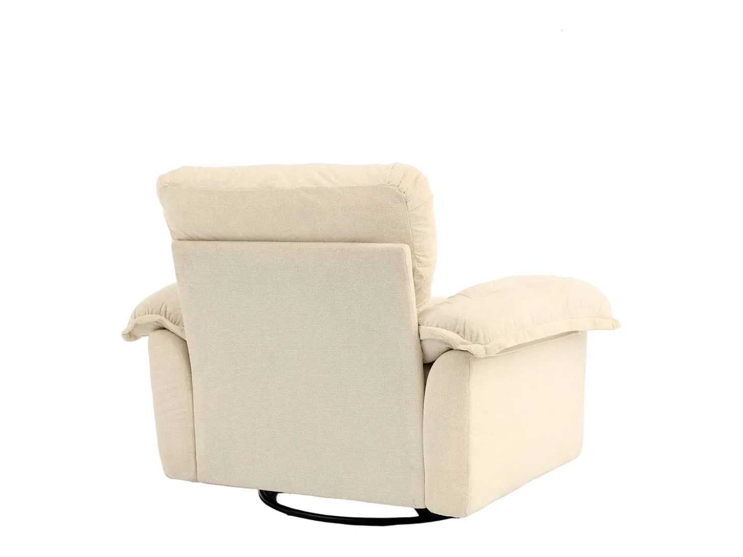 Poltrona giratória em tecido chenille bege com almofada - Ideal para sala de estar, quarto e escritório.