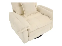 Poltrona giratória em tecido chenille bege com almofada - Ideal para sala de estar, quarto e escritório.