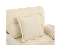 Poltrona giratória em tecido chenille bege com almofada - Ideal para sala de estar, quarto e escritório.