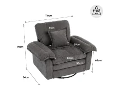 Poltrona giratória em tecido chenille bege com almofada - Ideal para sala de estar, quarto e escritório.