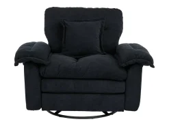 Poltrona giratória em tecido chenille preto com almofada - Ideal para sala de estar, quarto e escritório.