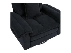 Poltrona giratória em tecido chenille preto com almofada - Ideal para sala de estar, quarto e escritório.