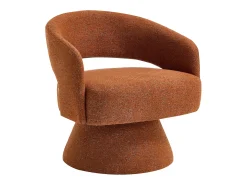 Poltrona giratória em tecido chenille terracota FEDOTE