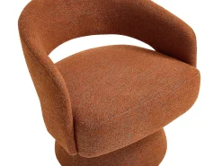 Poltrona giratória em tecido chenille terracota FEDOTE