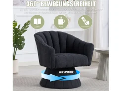 Poltrona giratória moderna 360° - 70 x 66 x 72 cm - com assento e encosto ergonômicos + apoios de braço - veludo - cinza escuro