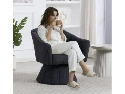 Poltrona giratória moderna 360° - 70 x 66 x 72 cm - com assento e encosto ergonômicos + apoios de braço - veludo - cinza escuro