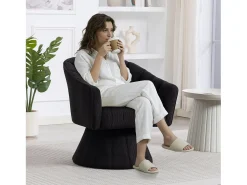 Poltrona giratória moderna 360° - 70 x 66 x 72 cm - com assento e encosto ergonômicos + apoios de braço - veludo - preta