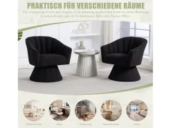 Poltrona giratória moderna 360° - 70 x 66 x 72 cm - com assento e encosto ergonômicos + apoios de braço - veludo - preta