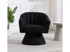 Poltrona giratória moderna 360° - 70 x 66 x 72 cm - com assento e encosto ergonômicos + apoios de braço - veludo - preta