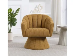 Poltrona giratória moderna 360° - 70 x 66 x 72 cm - com assento e encosto ergonômicos + apoios de braço - veludo - Amarela