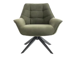 Poltrona giratória tecido verde oliva estilo charme vintage CANATO