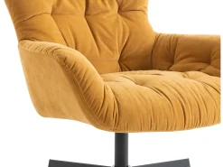 Poltrona giratória tecido amarelo estilo charme vintage OPHELIE