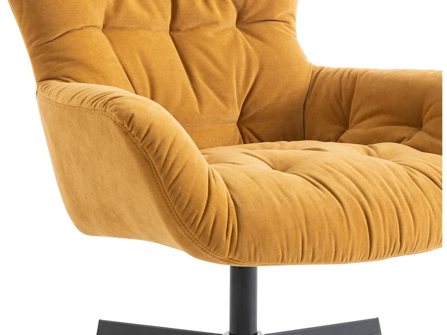 Poltrona giratória tecido amarelo estilo charme vintage OPHELIE