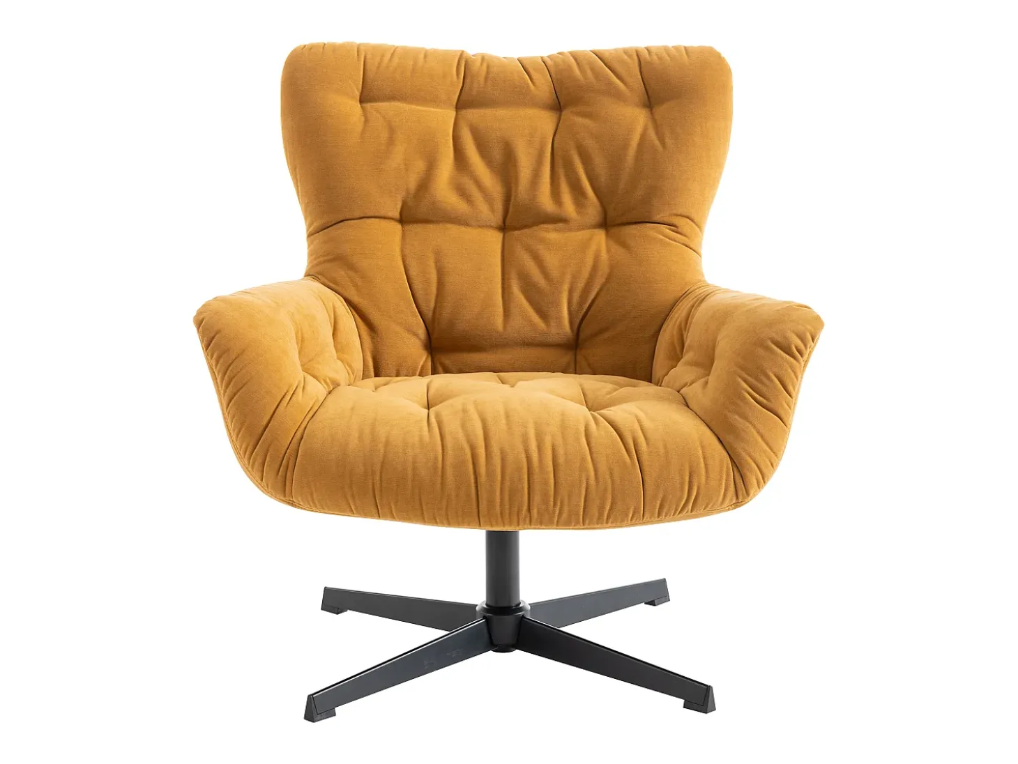 Poltrona giratória tecido amarelo estilo charme vintage OPHELIE