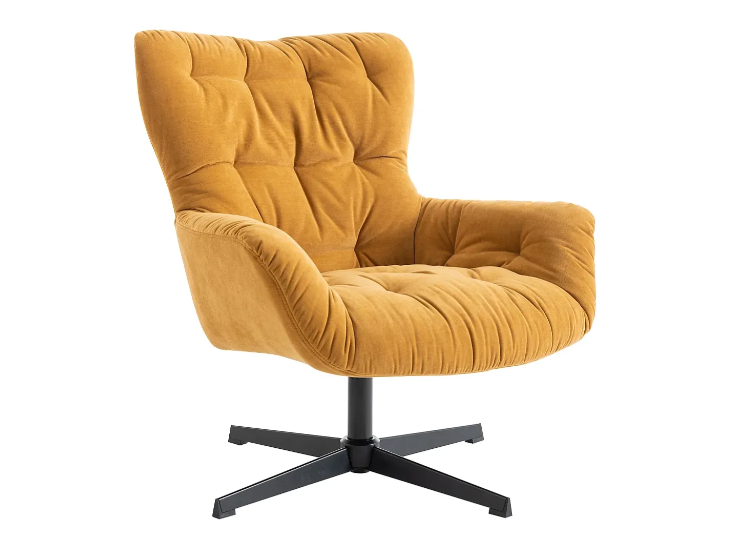 Poltrona giratória tecido amarelo estilo charme vintage OPHELIE