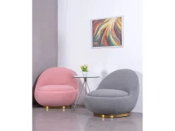 Poltrona giratório de design estofado em algodão - Corsica - Rosa