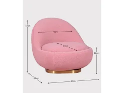 Poltrona giratório de design estofado em algodão - Corsica - Rosa
