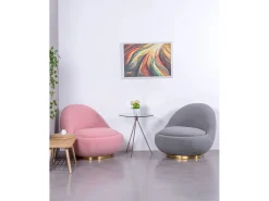 Poltrona giratório de design estofado em algodão - Corsica - Rosa