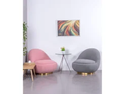 Poltrona giratório de design estofado em algodão - Corsica - Cinza