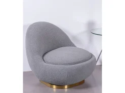 Poltrona giratório de design estofado em algodão - Corsica - Cinza