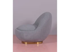 Poltrona giratório de design estofado em algodão - Corsica - Cinza