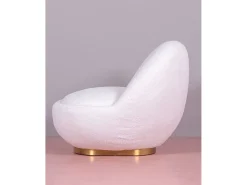 Poltrona giratório de design estofado em algodão - Corsica - Branco