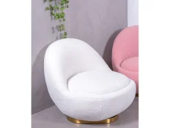 Poltrona giratório de design estofado em algodão - Corsica - Branco