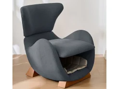 Poltrona ideal para quem tem animais de estimação - 66 x 69 x 76 cm - tecido resistente a riscos - madeira - cinza