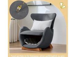 Poltrona ideal para quem tem animais de estimação - 66 x 69 x 76 cm - tecido resistente a riscos - madeira - cinza