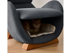 Poltrona ideal para quem tem animais de estimação - 66 x 69 x 76 cm - tecido resistente a riscos - madeira - cinza