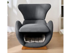 Poltrona ideal para quem tem animais de estimação - 66 x 69 x 76 cm - tecido resistente a riscos - madeira - cinza