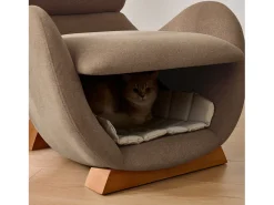 Poltrona ideal para quem tem animais de estimação - 66 x 69 x 76 cm - tecido resistente a riscos - madeira - marrom