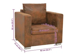 Poltrona marrom 82x73x82 cm camurça sintética