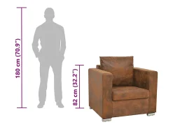Poltrona marrom 82x73x82 cm camurça sintética