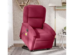 Poltrona massagens elevatória elétrica veludo vermelho-tinto SHL880212
