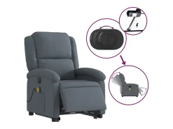 Poltrona massagens elevatória elétrica veludo cinzento-escuro SHL427517