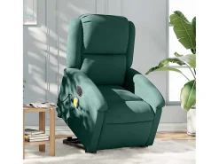Poltrona massagens elevatória elétrica veludo verde-escuro SHL586841