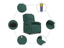 Poltrona massagens elevatória elétrica veludo verde-escuro SHL586841