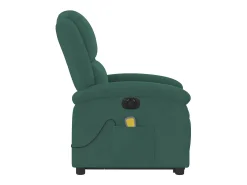 Poltrona massagens elevatória elétrica veludo verde-escuro SHL586841