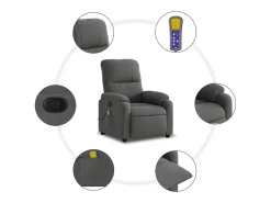 Poltrona massagens elétrica elevatória microfibra cinza-escuro SHL449417