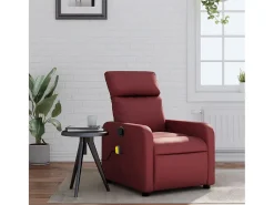 Poltrona massagens reclinável couro artificial vermelho tinto SHL170632