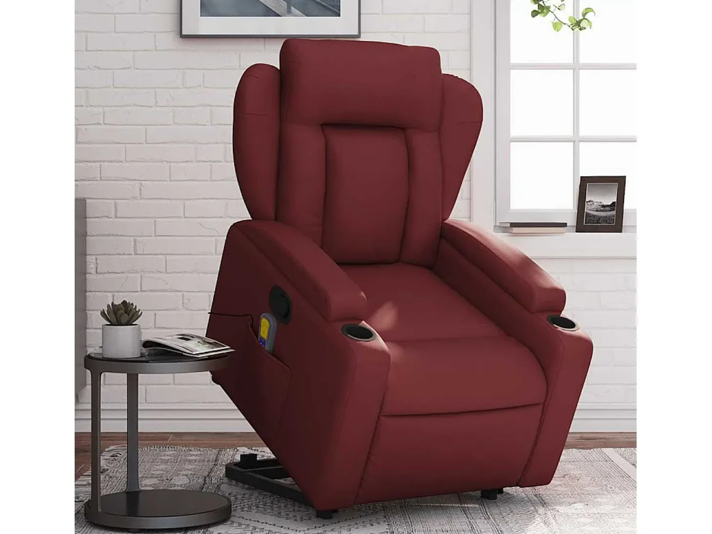 Poltrona massagens reclinável couro artificial vermelho tinto SHL212477