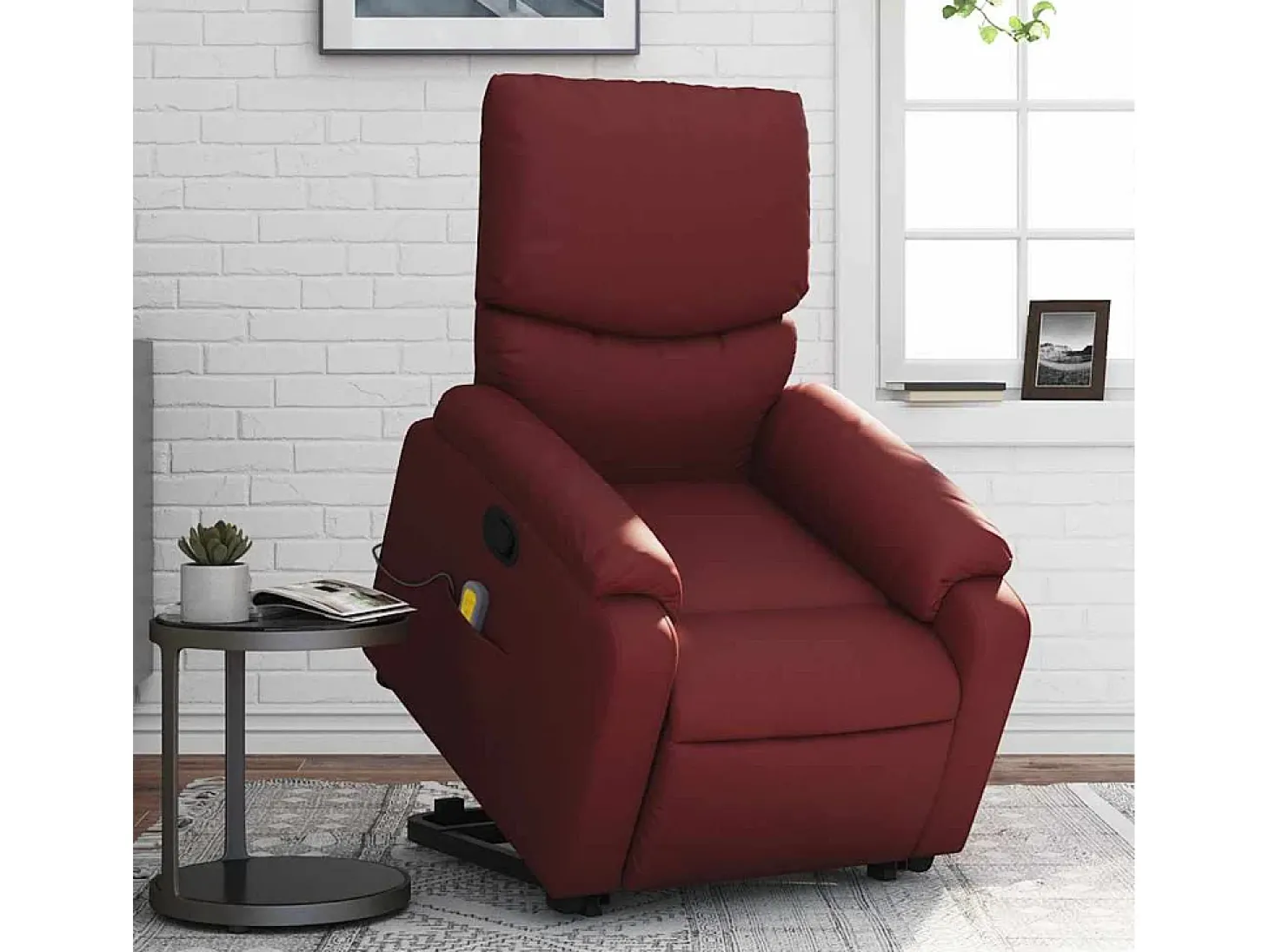 Poltrona massagens reclinável couro artificial vermelho tinto SHL458932